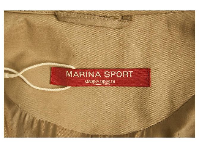 Marina Rinaldi Capa de chuva de algodão leve com cinto de camelo Marina Sport EUA 10 IT 48 Caramelo - vista 3