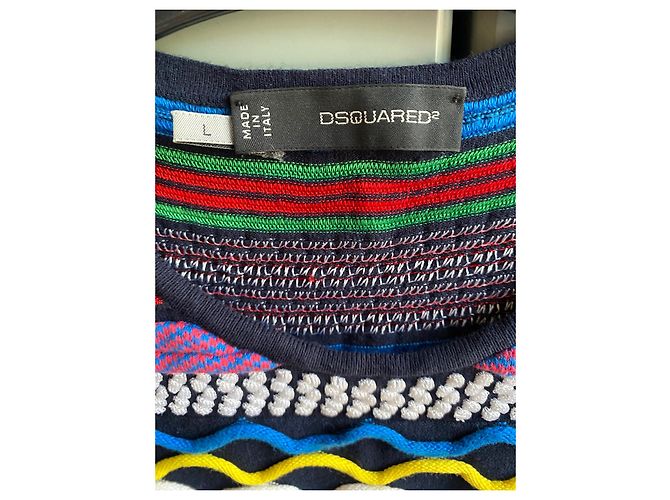 Abito Dsquared2 multicolore in maglia con ricami mini e midi - vista 3