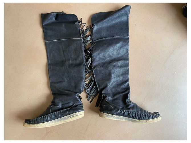 Autre Marque Botas mocasín El Vaquero Apache en cuero negro - vista 4