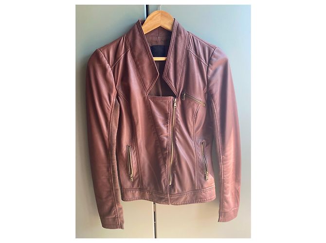 Chaqueta de cuero marrón Pinko Castaño - vista 2