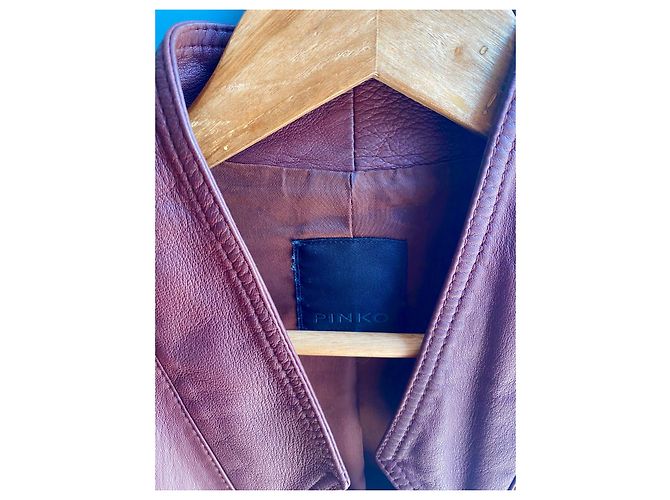 Chaqueta de cuero marrón Pinko Castaño - vista 4