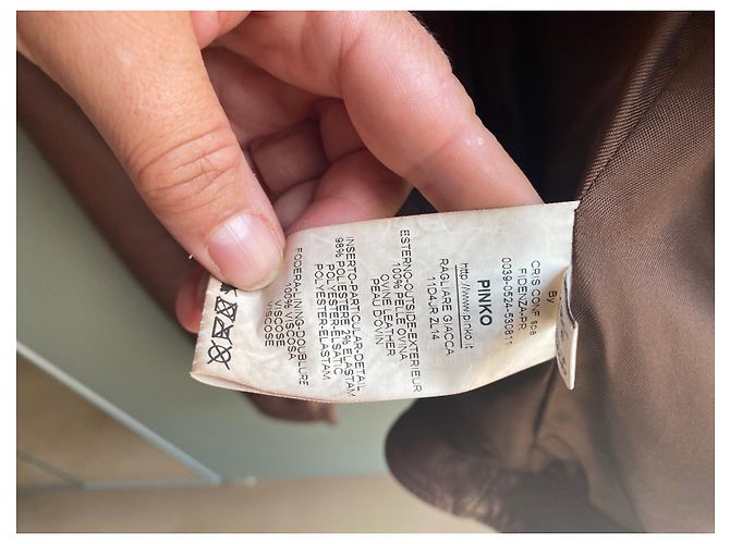 Chaqueta de cuero marrón Pinko Castaño - vista 6