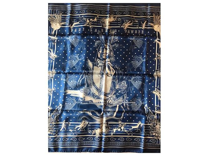 Pani lo shar di Hermès dai lati foderati Blu - vista 6