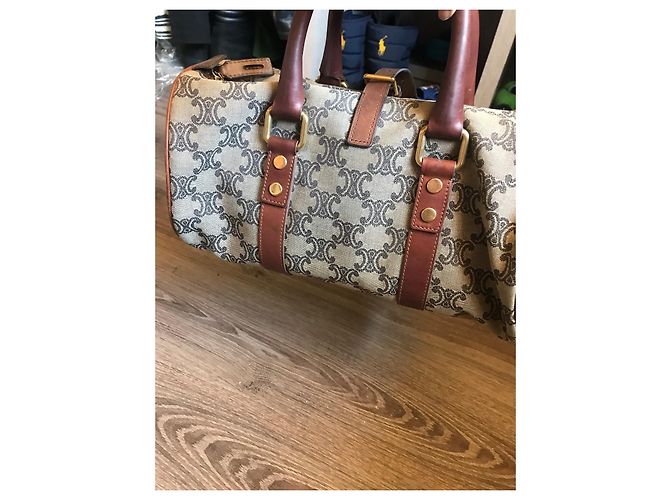 Borsa tote Céline in tela marrone scuro - vista 2