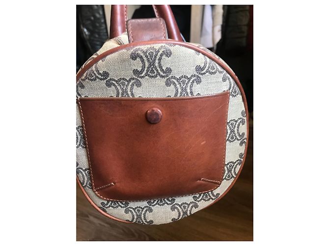 Borsa tote Céline in tela marrone scuro - vista 4