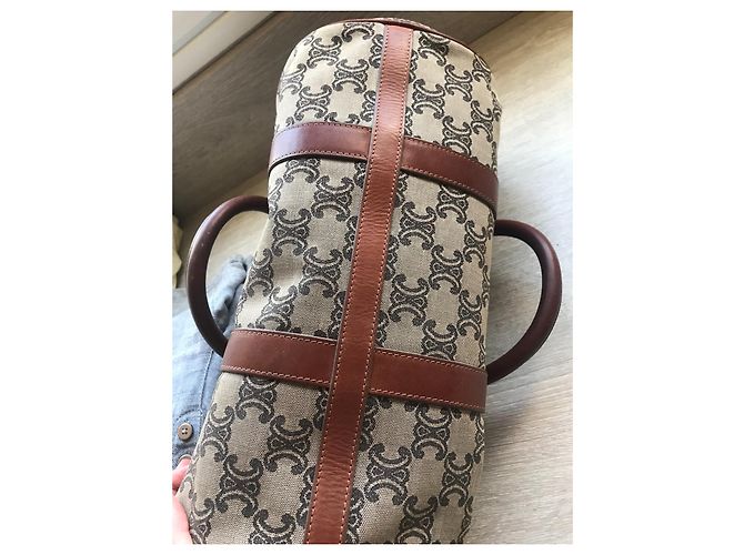 Borsa tote Céline in tela marrone scuro - vista 5
