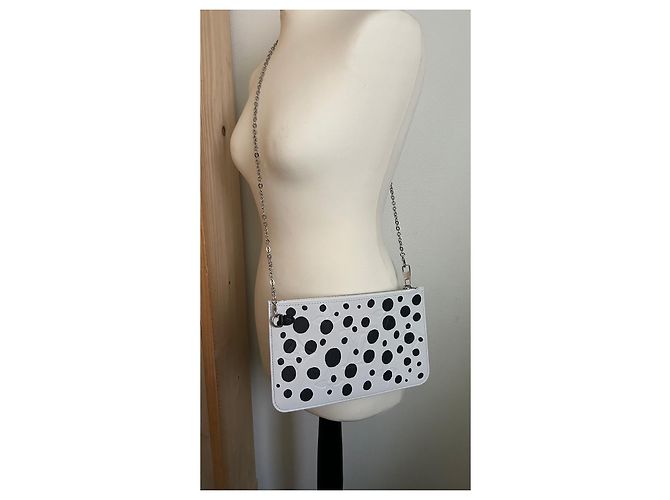 Neverfull Louis Vuitton Kusama pochette mai piena Nero Bianco - vista 7