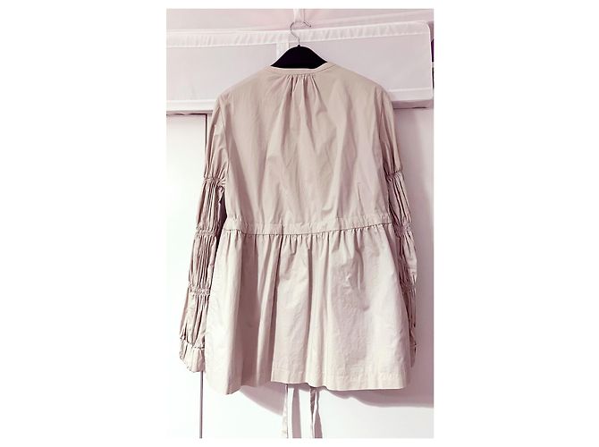Giacca Zara in cotone beige con volant e zip argentata - vista 2