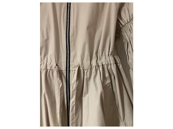 Giacca Zara in cotone beige con volant e zip argentata - vista 3