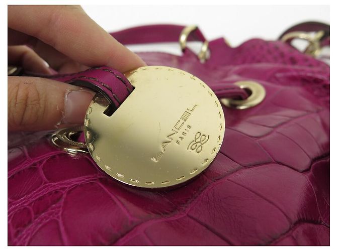LANCEL PREMIER FLIRT MM A BOLSA02185 BOLSA DE MÃO DE CROCO ROSA - vista 17
