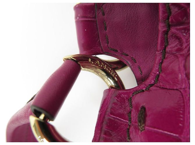 LANCEL PREMIER FLIRT MM A BOLSA02185 BOLSA DE MÃO DE CROCO ROSA - vista 18