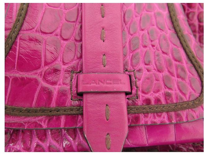 LANCEL PREMIER FLIRT MM A BOLSA02185 BOLSA DE MÃO DE CROCO ROSA - vista 19