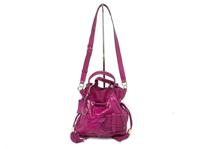 LANCEL PREMIER FLIRT MM A BOLSA02185 BOLSA DE MÃO DE CROCO ROSA - vista 2