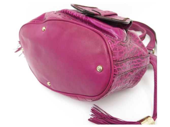 LANCEL PREMIER FLIRT MM A BOLSA02185 BOLSA DE MÃO DE CROCO ROSA - vista 3