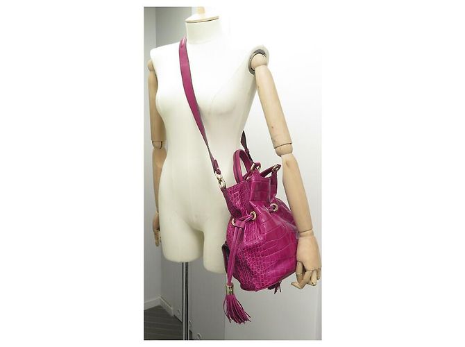 LANCEL PREMIER FLIRT MM A BOLSA02185 BOLSA DE MÃO DE CROCO ROSA - vista 5