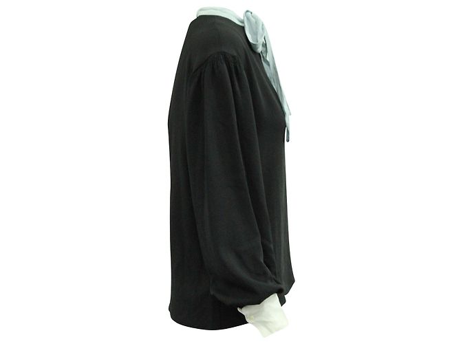 Sandro Langarmbluse mit Schluppe aus schwarzem Polyester - Ansicht 2