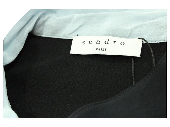 Sandro Langarmbluse mit Schluppe aus schwarzem Polyester - Ansicht 4