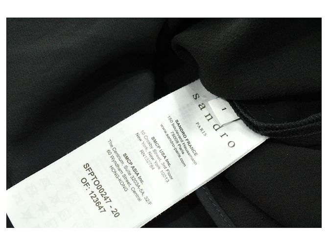 Sandro Langarmbluse mit Schluppe aus schwarzem Polyester - Ansicht 5