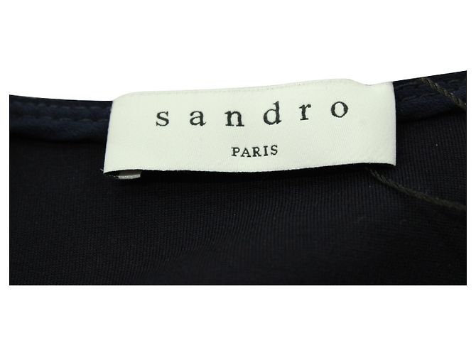 Kleid mit Rüschenkragen von Sandro Clay aus marineblauer Polyester-Viskose - Ansicht 4