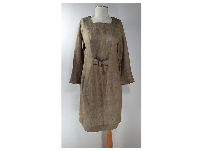 Bitte Kai Rand Leinenkleid Beige - Ansicht 3