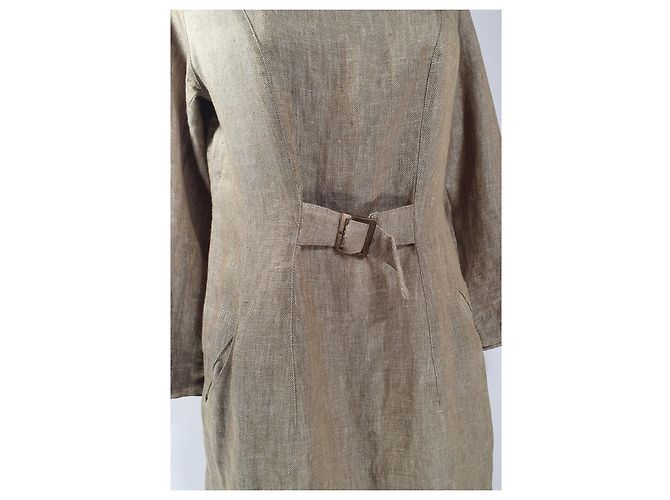 Bitte Kai Rand Leinenkleid Beige - Ansicht 4