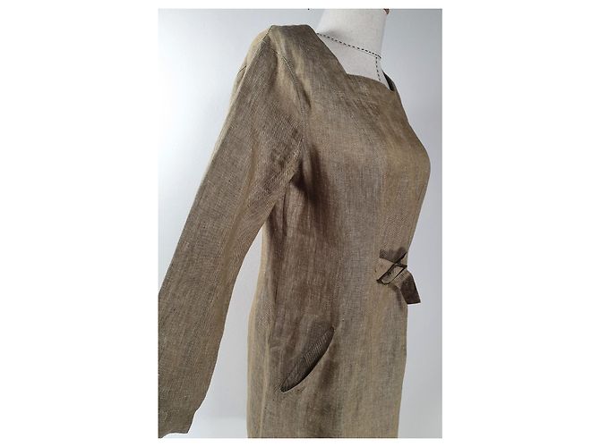 Bitte Kai Rand Leinenkleid Beige - Ansicht 5