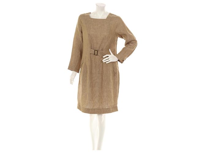 Bitte Kai Rand Leinenkleid Beige - Ansicht 8