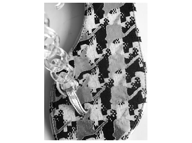 Sandali Infradito Chanel CC Pelle Argento Nero Grigio - vista 7
