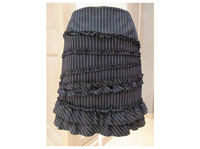 Autre Marque Falda InWear de lana negra con raya diplomática Negro - vista 2