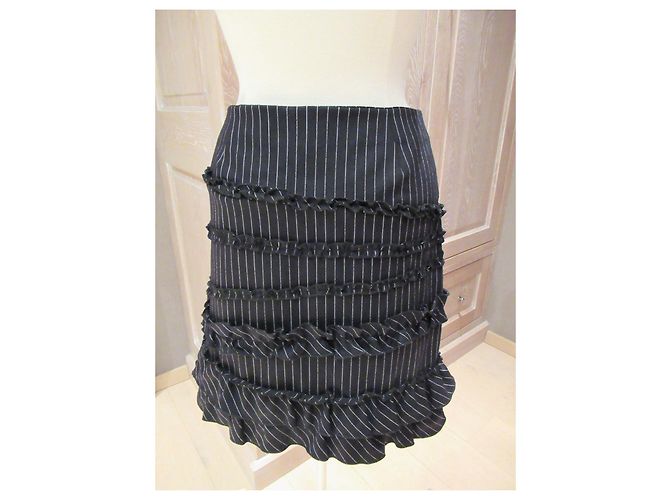 Autre Marque Falda InWear de lana negra con raya diplomática Negro - vista 3