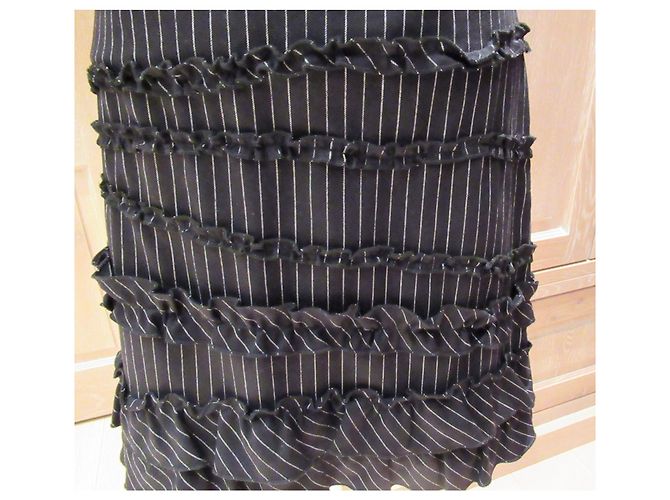 Autre Marque Falda InWear de lana negra con raya diplomática Negro - vista 4