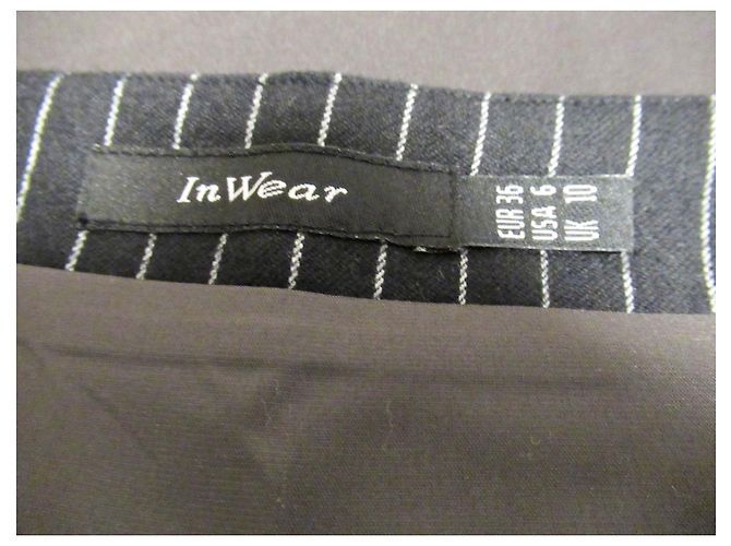 Autre Marque Falda InWear de lana negra con raya diplomática Negro - vista 5