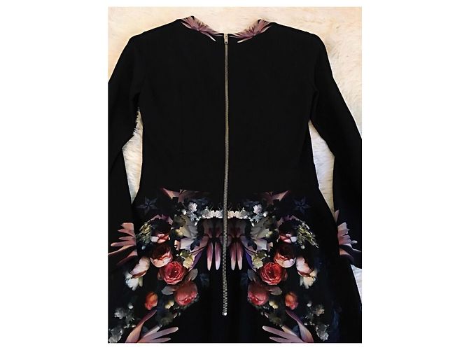 Givenchy Kleid mit Blumenprint Schwarz Viscose Größe 36 - Ansicht 2