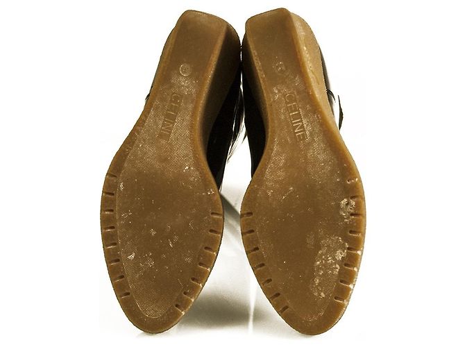 Celine Daoust Céline Celine Schwarzes Lackleder Beige Crepe Wedge Plateaustiefel Schuhe Gr 37 - Ansicht 6