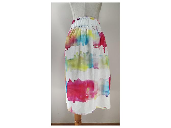 Falda Midi de Lino 120% LINO Multicolor - vista 3