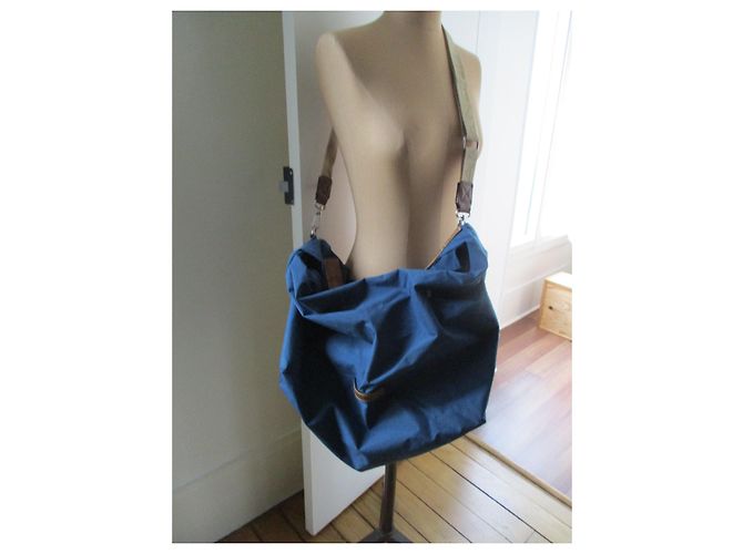 Borsa weekend Lancel in nylon blu - vista 2
