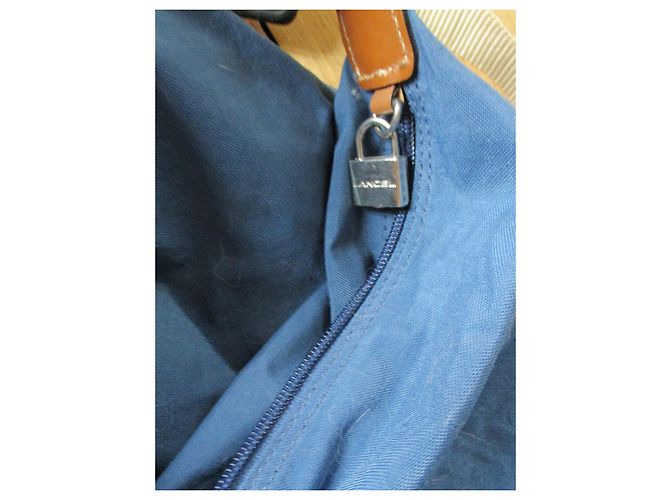 Borsa weekend Lancel in nylon blu - vista 7
