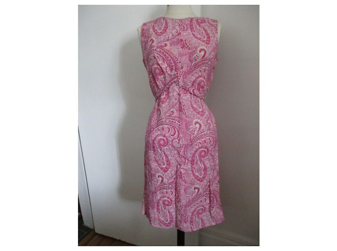 Autre Marque Kleid aus Leinen und Seide, Taille 38. Pink - Ansicht 2