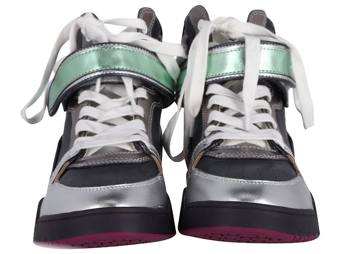 Isabel Marant Sneakers Bresse Metallic Colorblock High-Top in pelle multicolor - vista 2