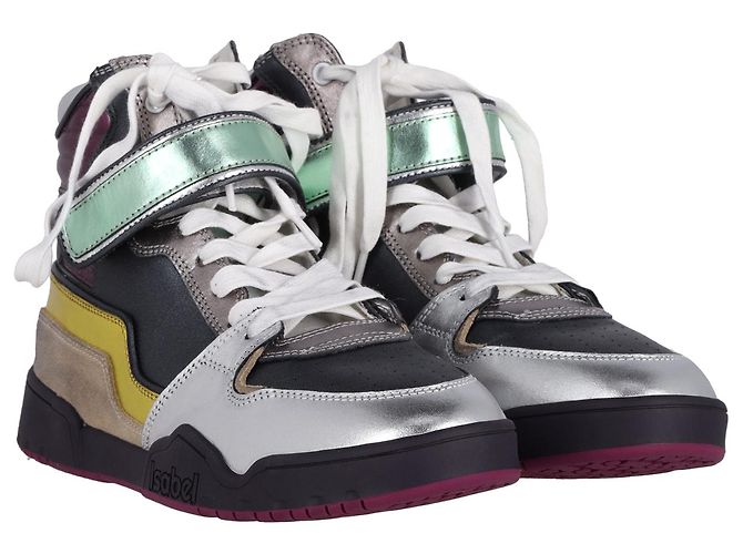 Isabel Marant Sneakers Bresse Metallic Colorblock High-Top in pelle multicolor - vista 3