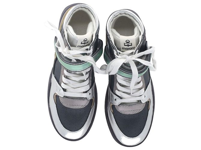 Isabel Marant Sneakers Bresse Metallic Colorblock High-Top in pelle multicolor - vista 5