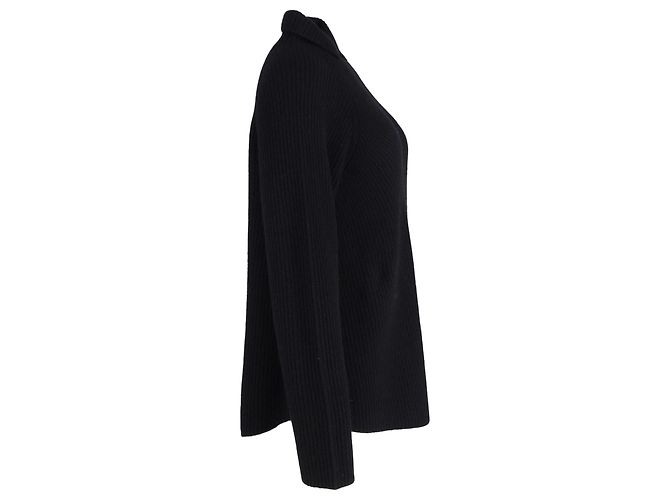 Gerippter Theory-Pullover mit hohem Kragen aus schwarzem Kaschmir - Ansicht 2
