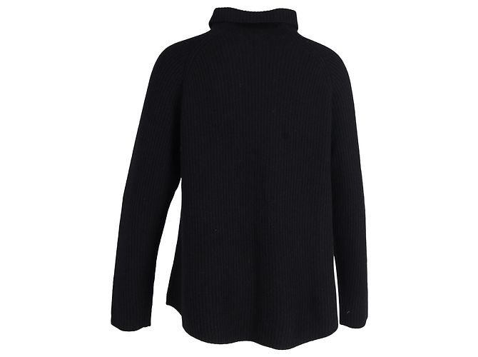 Gerippter Theory-Pullover mit hohem Kragen aus schwarzem Kaschmir - Ansicht 3