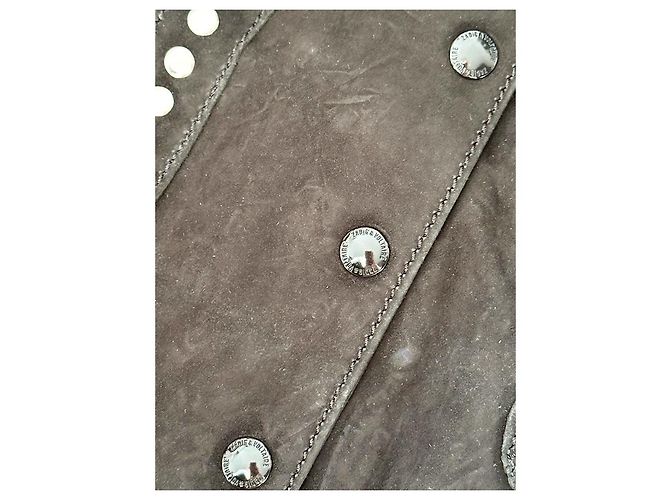Giacca in camoscio nero Zadig & Voltaire Lala con borchie argento - vista 3