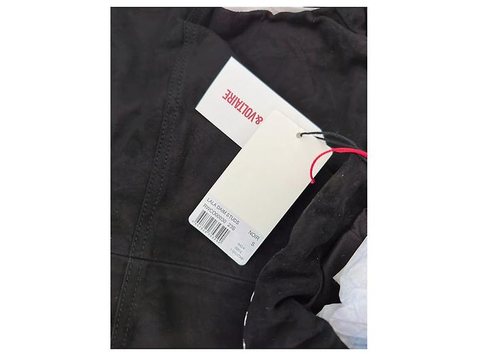 Giacca in camoscio nero Zadig & Voltaire Lala con borchie argento - vista 4