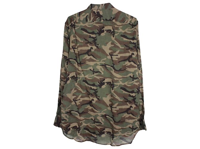 Camicia Camouflage Saint Laurent in Cotone Verde - vista 2