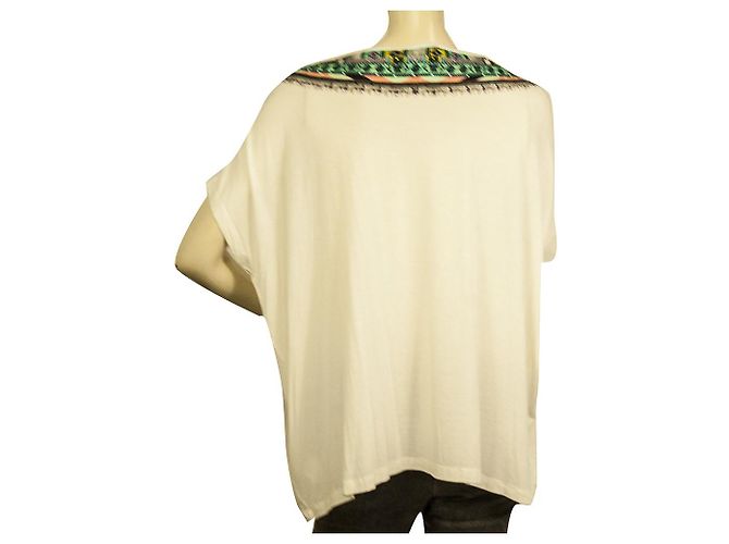 Camilla White Modal Ethnic Beaded Top Boho Oversize T-Shirt Größe S Mehrfarben - Ansicht 2