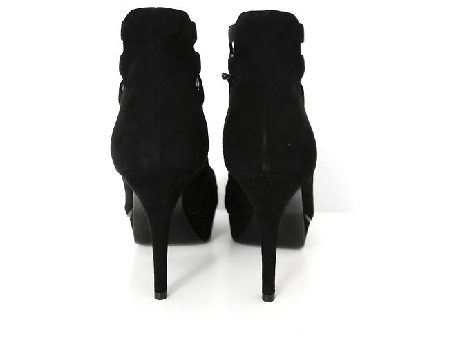Sandali a gabbia con lacci in camoscio di Saint Laurent Nero - vista 5