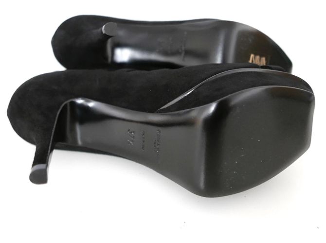 Sandali a gabbia con lacci in camoscio di Saint Laurent Nero - vista 6