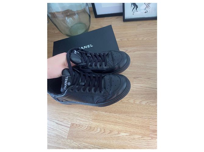 Sneakers Chanel in pelle nera 38 Nero - vista 7
